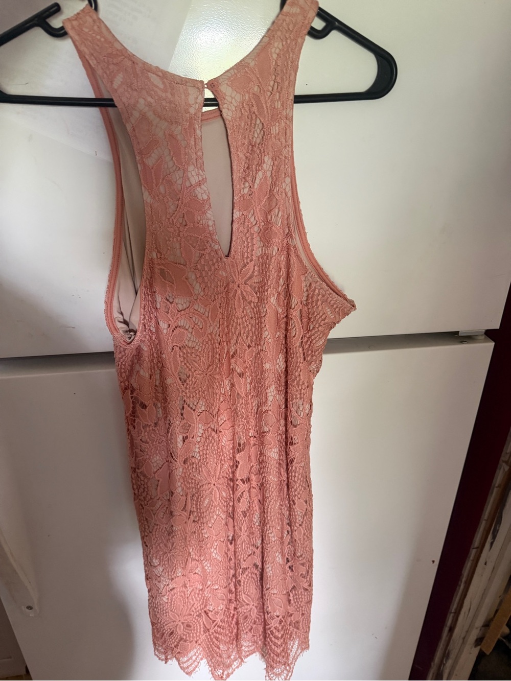 Express Coral Lace Racerback Mini Dress